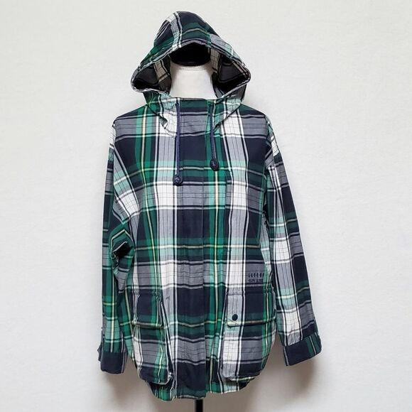 LAUREN Ralph Lauren Plaid Full-zip Drawstring Hooded Elastic Waistband Jacket M - Picture 2 of 16
